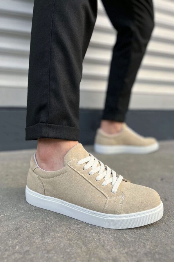 JY165 Elite Bağcıklı Süet Erkek Günlük Sneaker Ayakkabı SBT - Krem
