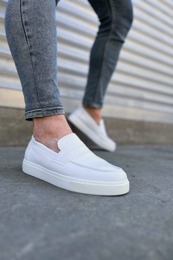 JY180 Estilo X Bağcıksız Cilt Erkek Günlük Spor Klasik Ayakkabı CBT - Beyaz