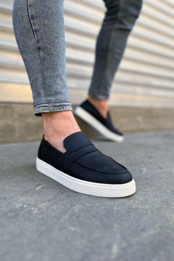 JY180 Estilo X Bağcıksız Cilt Erkek Günlük Spor Klasik Ayakkabı CBT - Siyah