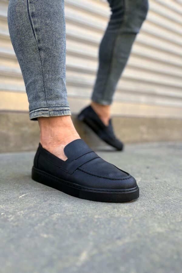 JY180 Estilo X Bağcıksız Cilt Erkek Günlük Spor Klasik Ayakkabı CST - Siyah