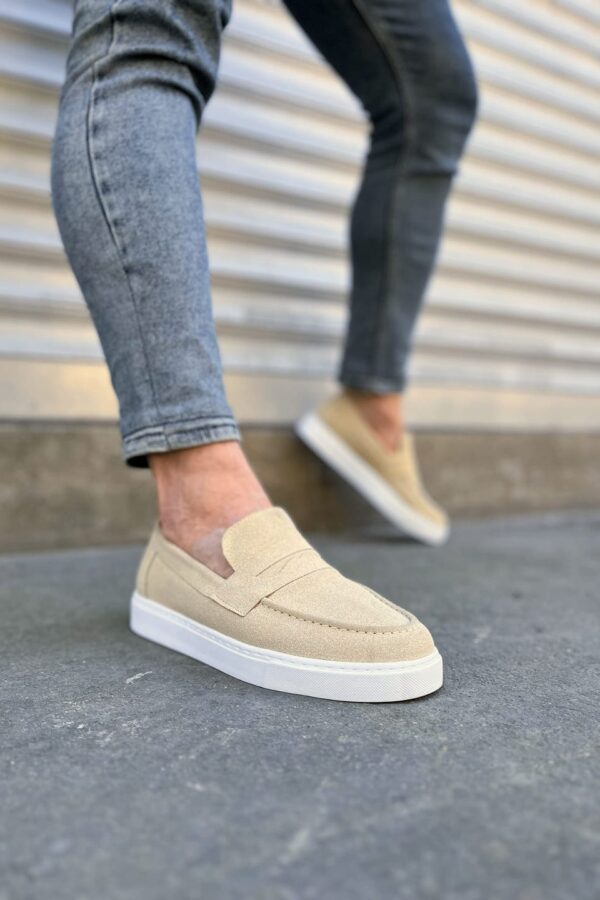 JY180 Estilo X Bağcıksız Süet Erkek Günlük Spor Klasik Ayakkabı SBT - Krem