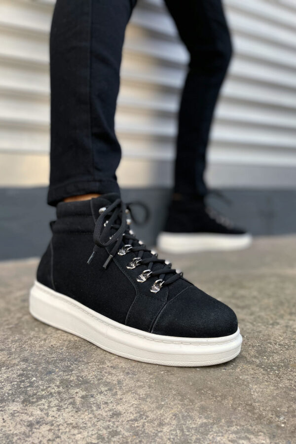 JY206 Ottawa Bağcıklı Ortopedik Taban Süet Erkek Spor Bot SBT - Siyah