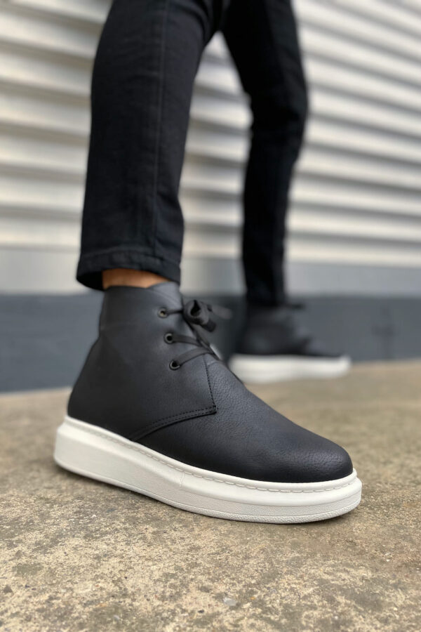 JY207 Oslo Bağcıklı Ortopedik Taban Cilt Erkek Spor Bot CBT - Siyah