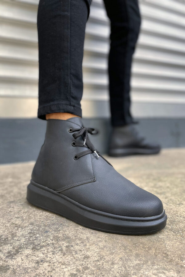 JY207 Oslo Bağcıklı Ortopedik Taban Cilt Erkek Spor Bot CST - Siyah