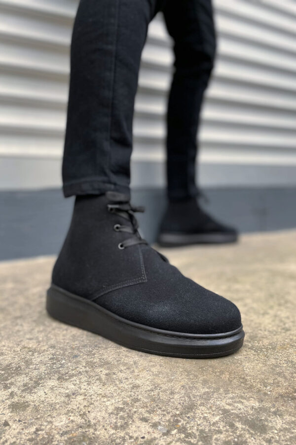 JY207 Oslo Bağcıklı Ortopedik Taban Süet Erkek Spor Bot SST - Siyah