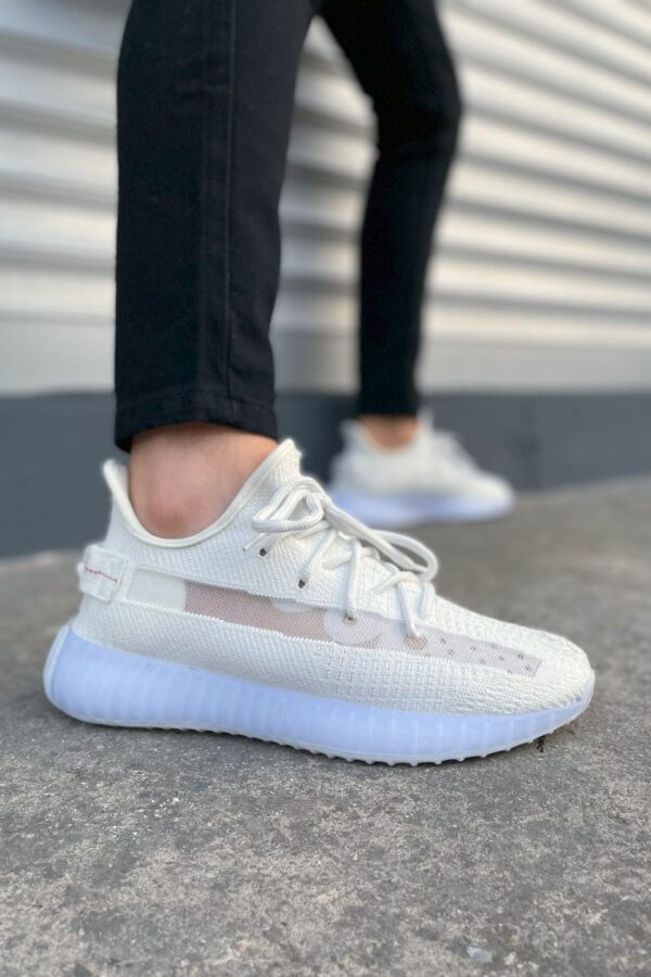 JY305 Pulse Bağcıklı Triko Kumaş Erkek Günlük Spor Ayakkabı TBT - Beyaz