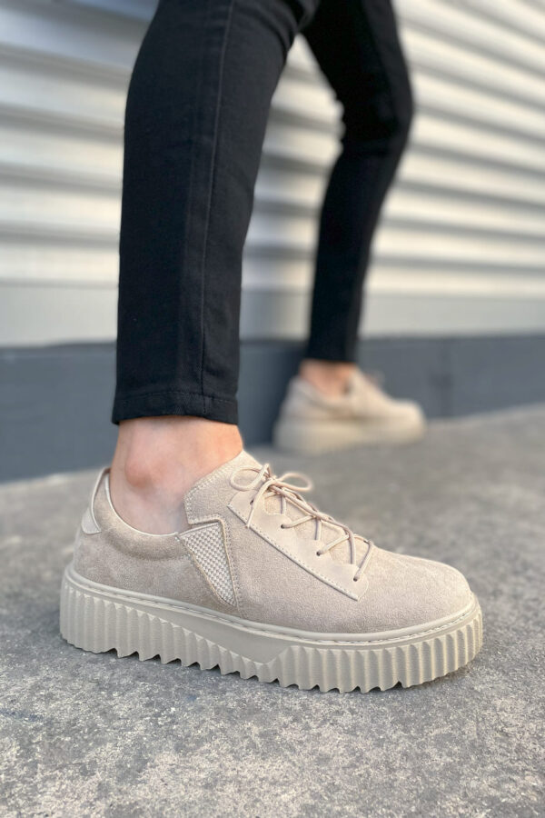 JY502 Bold Bağcıklı Süet Erkek Günlük Sneaker Ayakkabı SKT - Krem