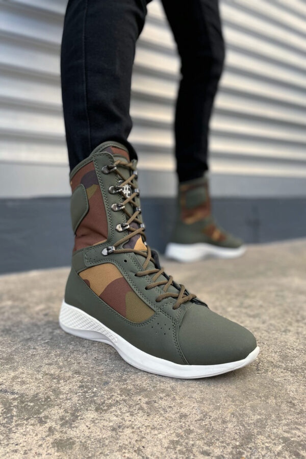 JY799 Verton Bağcıklı Ortopedik Taban Günlük Cilt Erkek Askeri Postal Bot CBT Haki