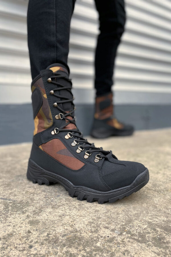 JY999 Strike Bağcıklı Ortopedik Taban Günlük Cilt Erkek Askeri Postal Bot CST Siyah/Haki