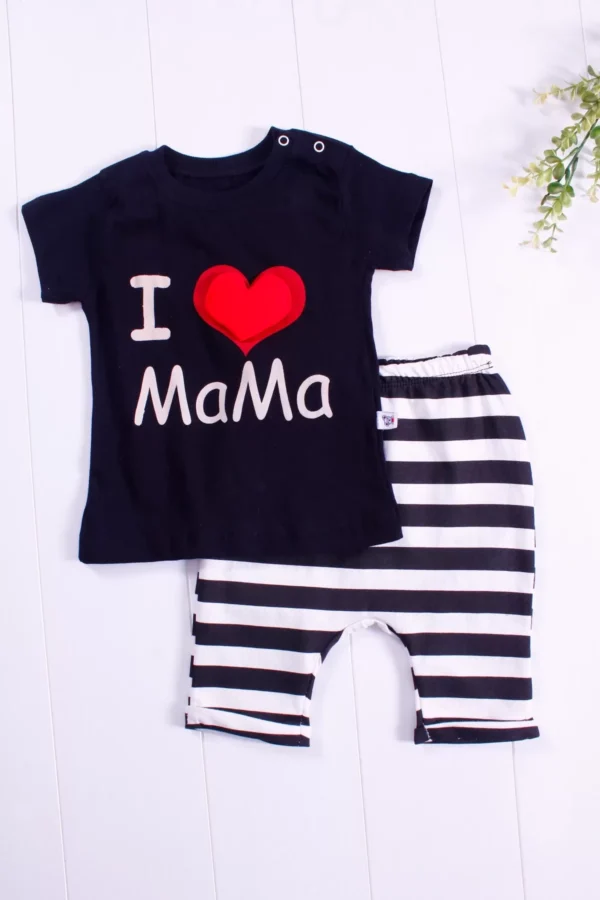 Kalp Nakışlı 2'li Erkek Bebek Takımı