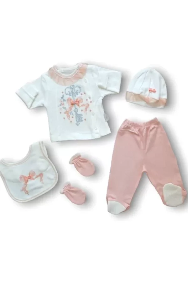 Kanaviçe Nakışlı  5li Zıbın Takımı Hastane Çıkışı Pudra