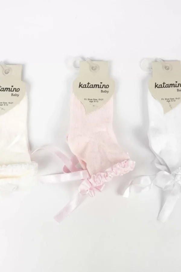 Oben Aks Kız Bebek Soket Çorap K48019 Asorti