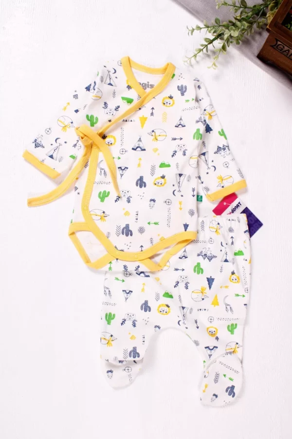 Kruvaze Bağlamalı Camp Desenli 2'li Erkek Takım