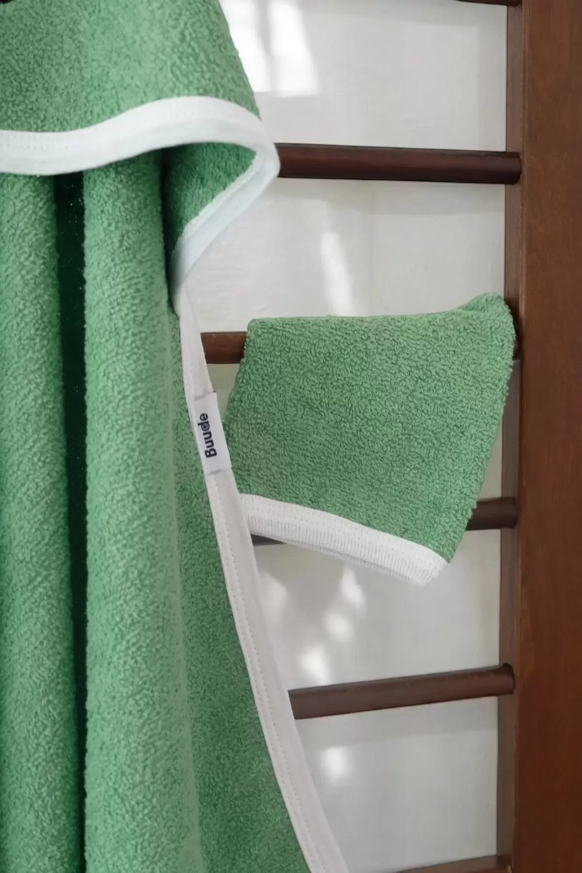 Kurbağa Nakışlı Unisex Şapka Ve Keseli Bebek Banyo Havlusu - Görsel 4