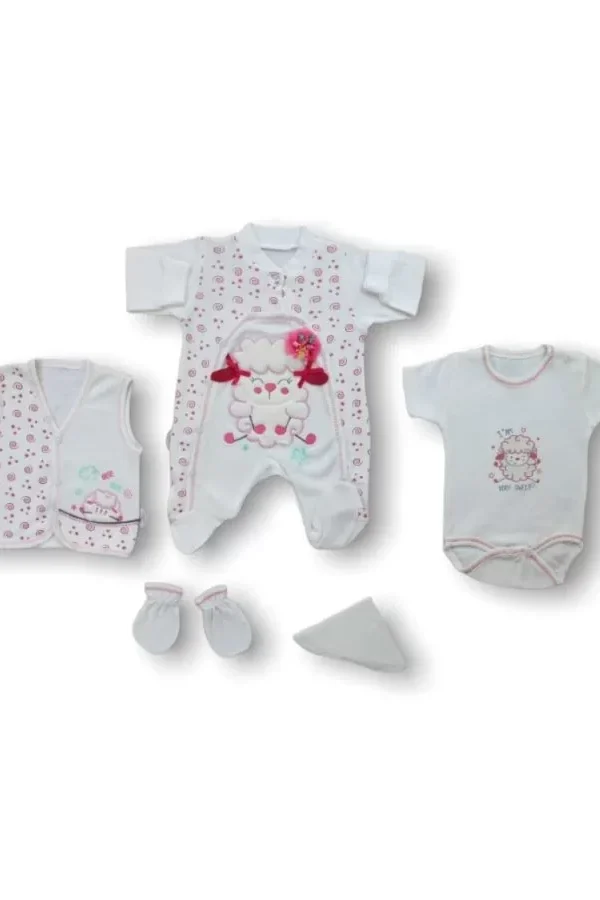 Kuzucuk Nakışlı  5li Zıbın Takımı Hastane Çıkışı Ekru