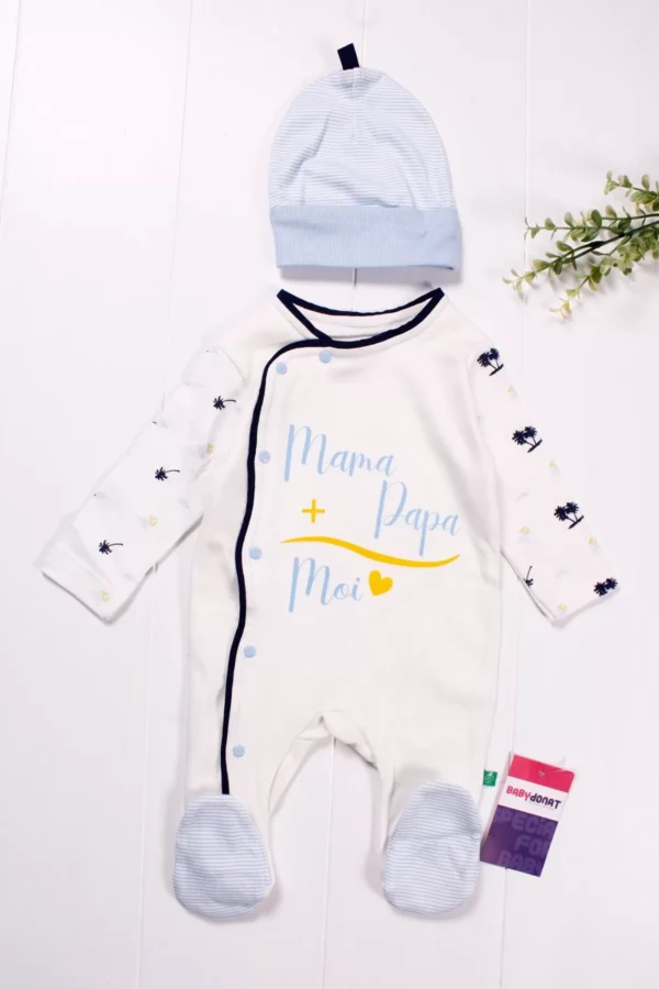 Marin Desenli Şapkalı Erkek Bebek Tulumu