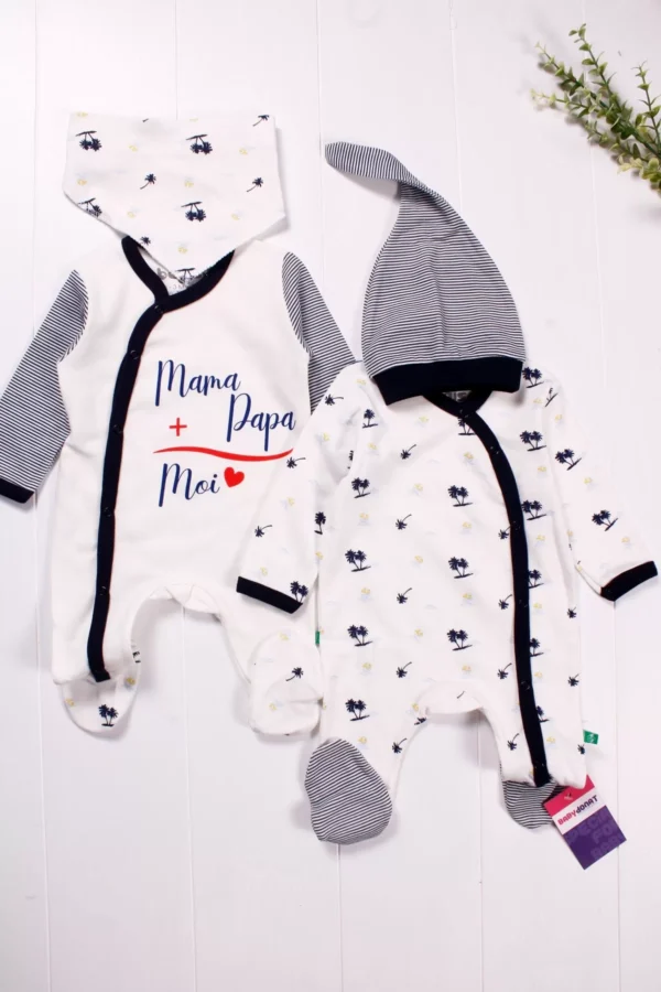 Marin Kravuze Desenli Erkek Bebek 4'lü Tulum Seti