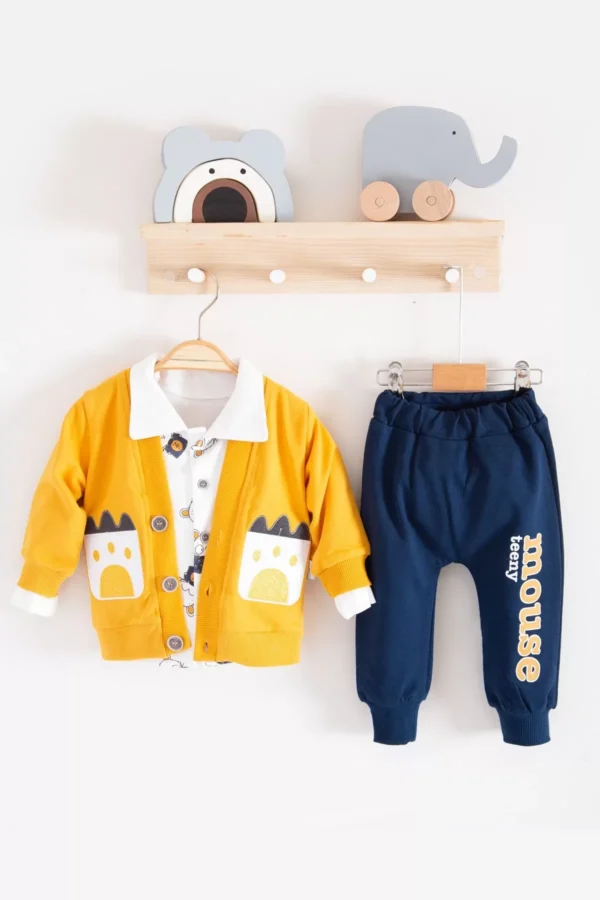 Mause Gömlek Yakalı 3'lü Erkek Bebek Takımı