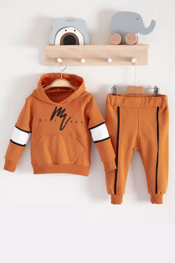 Mini Zeo Desenli Pamuklu 2'li Erkek Bebek Takımı