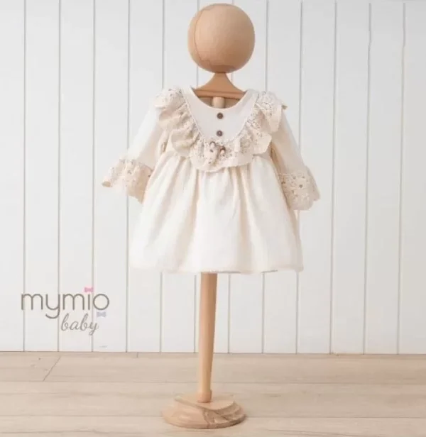 Boncuklu Naturel Kız Elbise Gül Kurusu