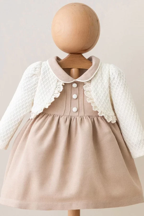 Dantel Kız Bolerolu Elbise  Kahverengi