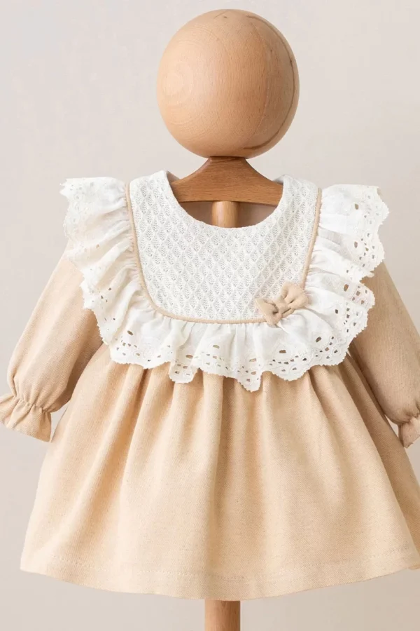 Dantel Kız Elbise  Hardal