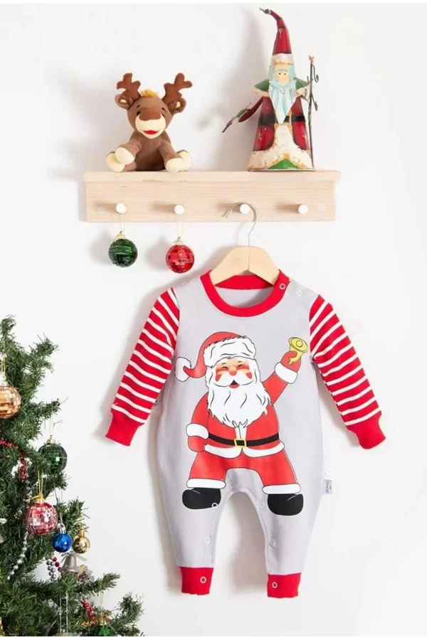 Noel Baba Detaylı Bebek Tulum % 100 Pamuk
