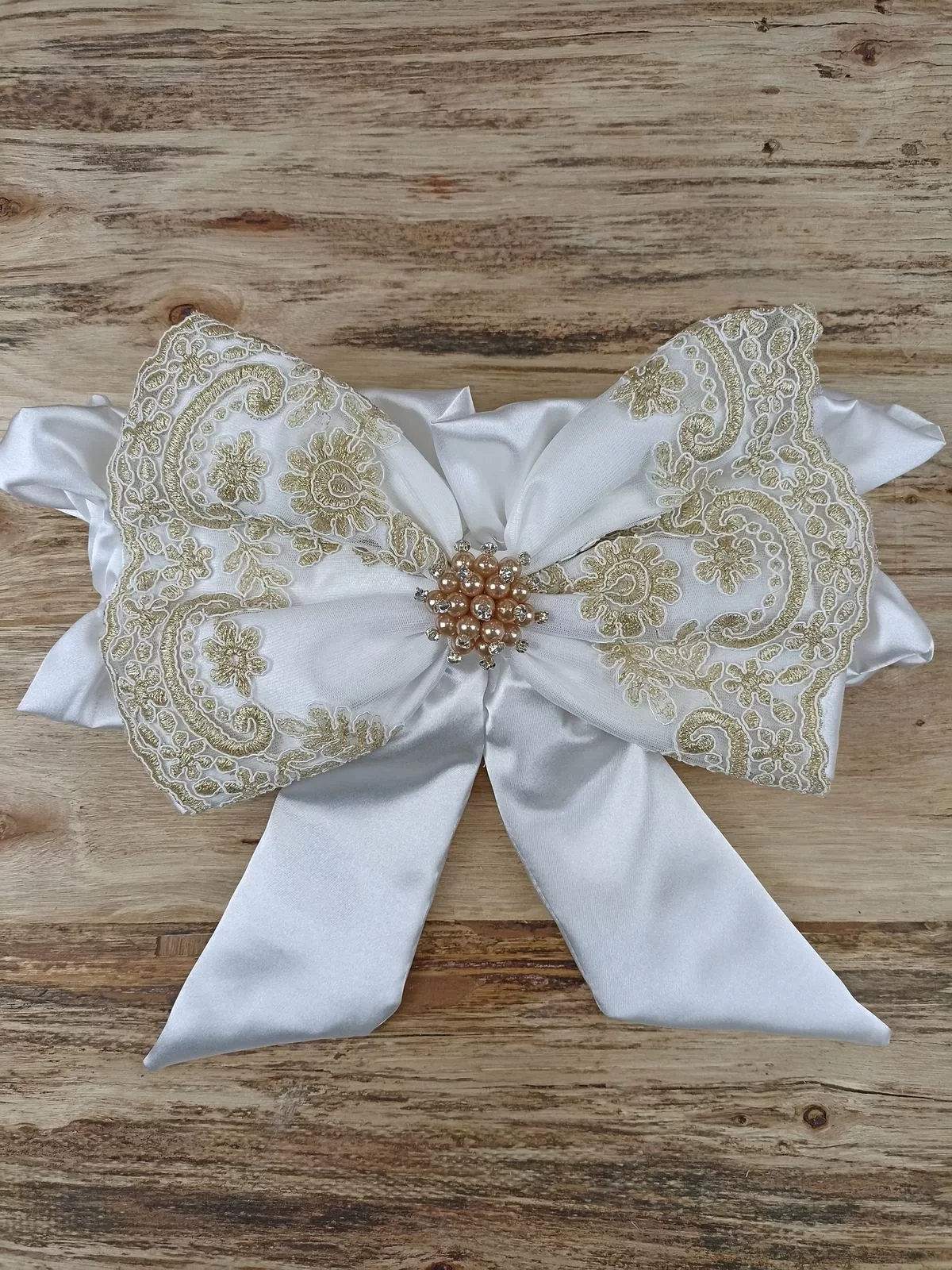 Sahra Taç Nakışlı İnci Ve Dantel Fiyonklu Çift Dantel Duvaklı Trilüks Kundak Bebek Battaniyesi - Görsel 5