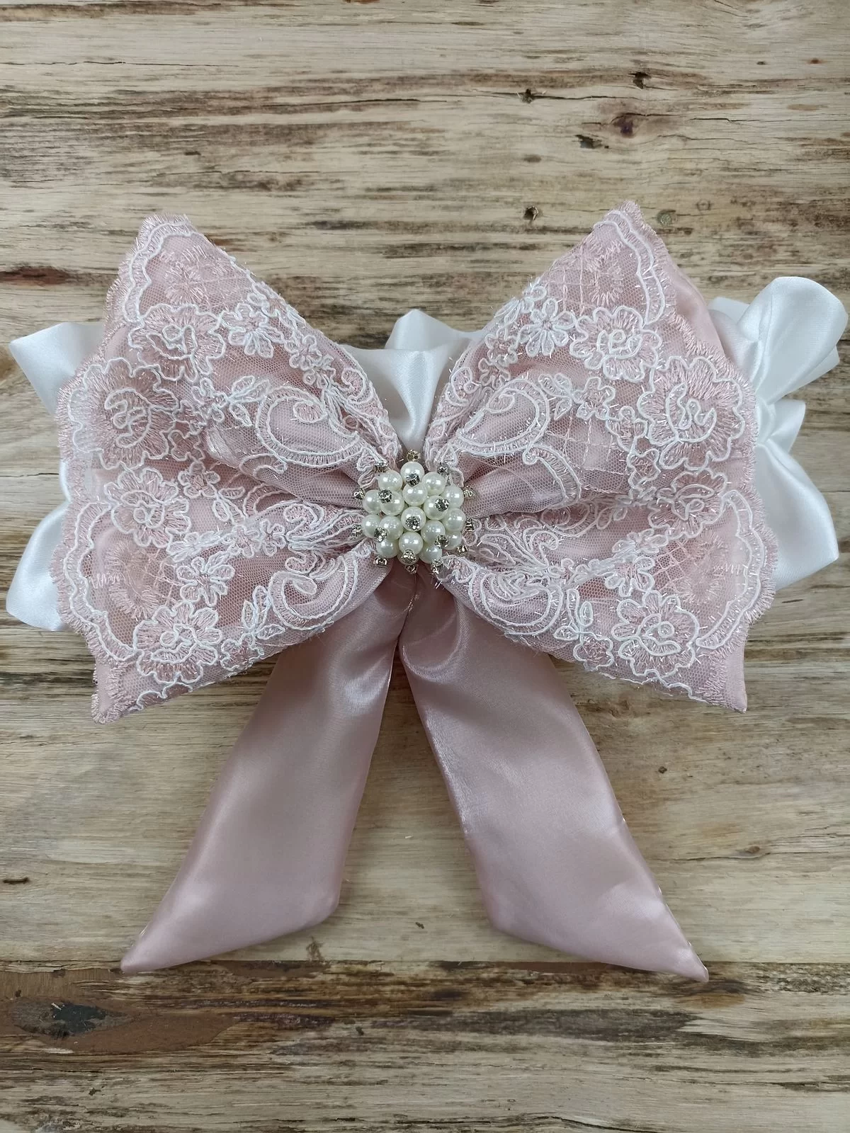 Sahra Taç Nakışlı İnci Ve Dantel Fiyonklu Çift Dantel Duvaklı Trilüks Kundak Bebek Battaniyesi - Görsel 7