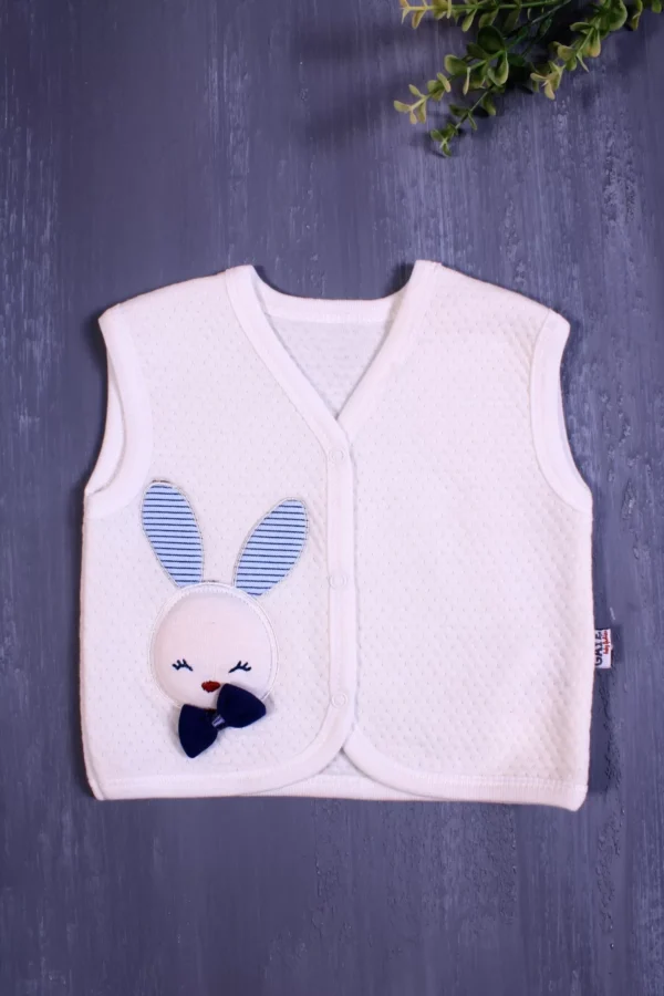 Tavşan Desenli Kapitone Nakışlı Erkek Bebek Yeleği