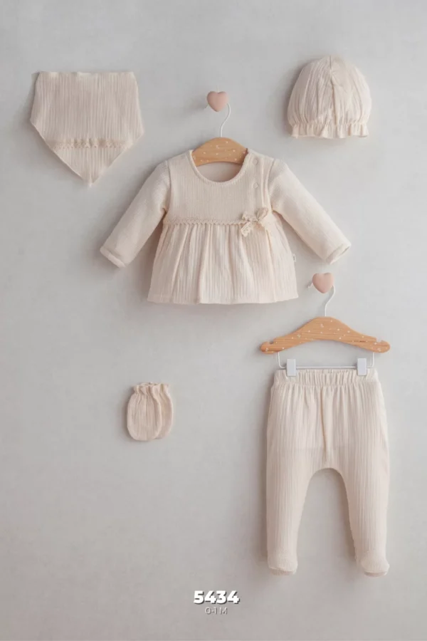 Tongs Baby Ceremony Girl 5'li Zıbın Seti 5434 Ekru