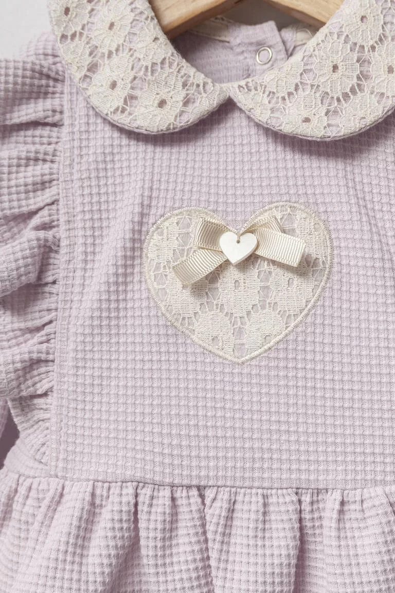 Baby Lace Heart Bebek Zıbın Takım Lila - Görsel 4