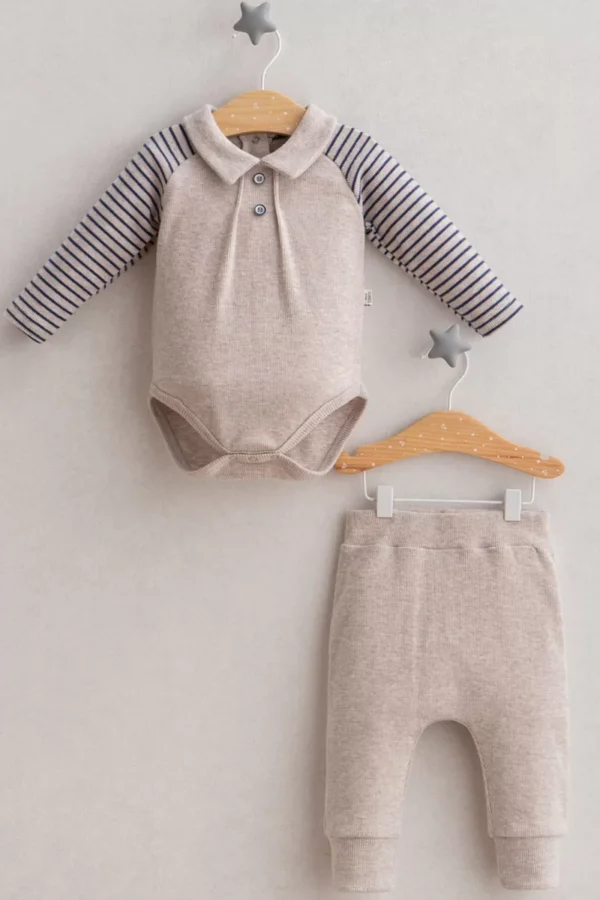 Baby Little Man 2'li Takım  Bej