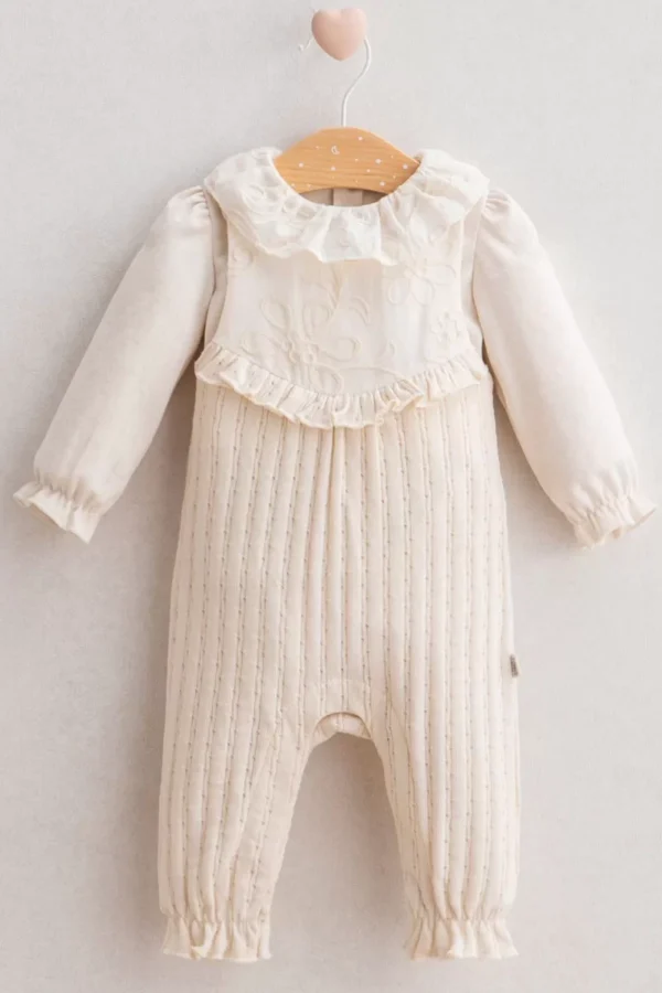 Baby Soft Flower Salopet  Ekru