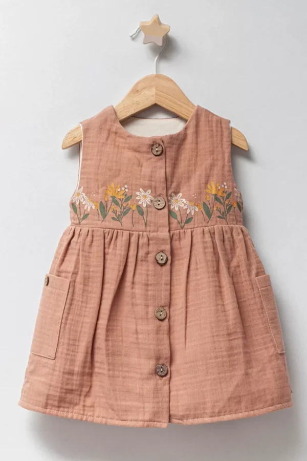 Nemere Müslin Bebek Elbise  Kahverengi