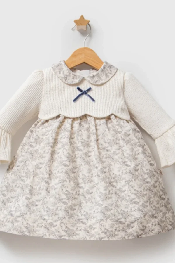 Tongs Baby Trikoli Çiçek Elbise 8022 Ekru
