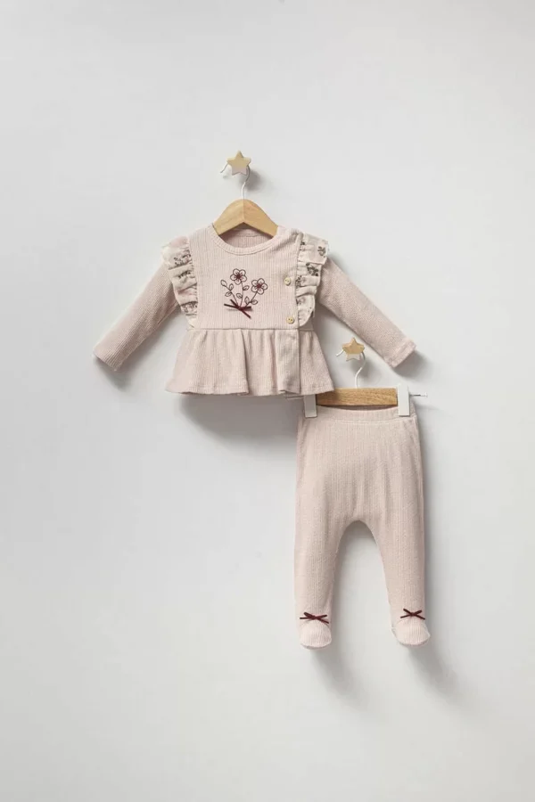 Baby Vintage Rose Zıbın Takım  Pudra