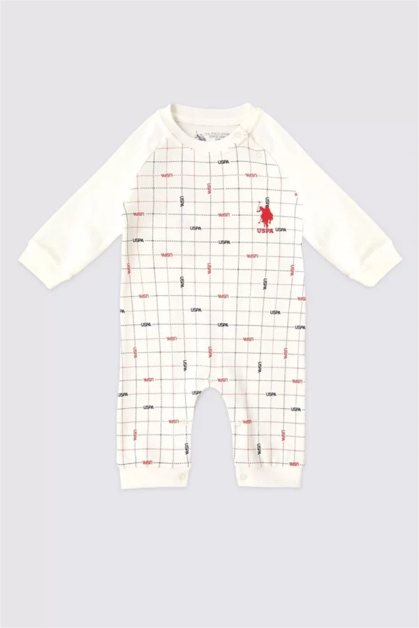 Erkek Bebek Patiksiz Tulum  Krem