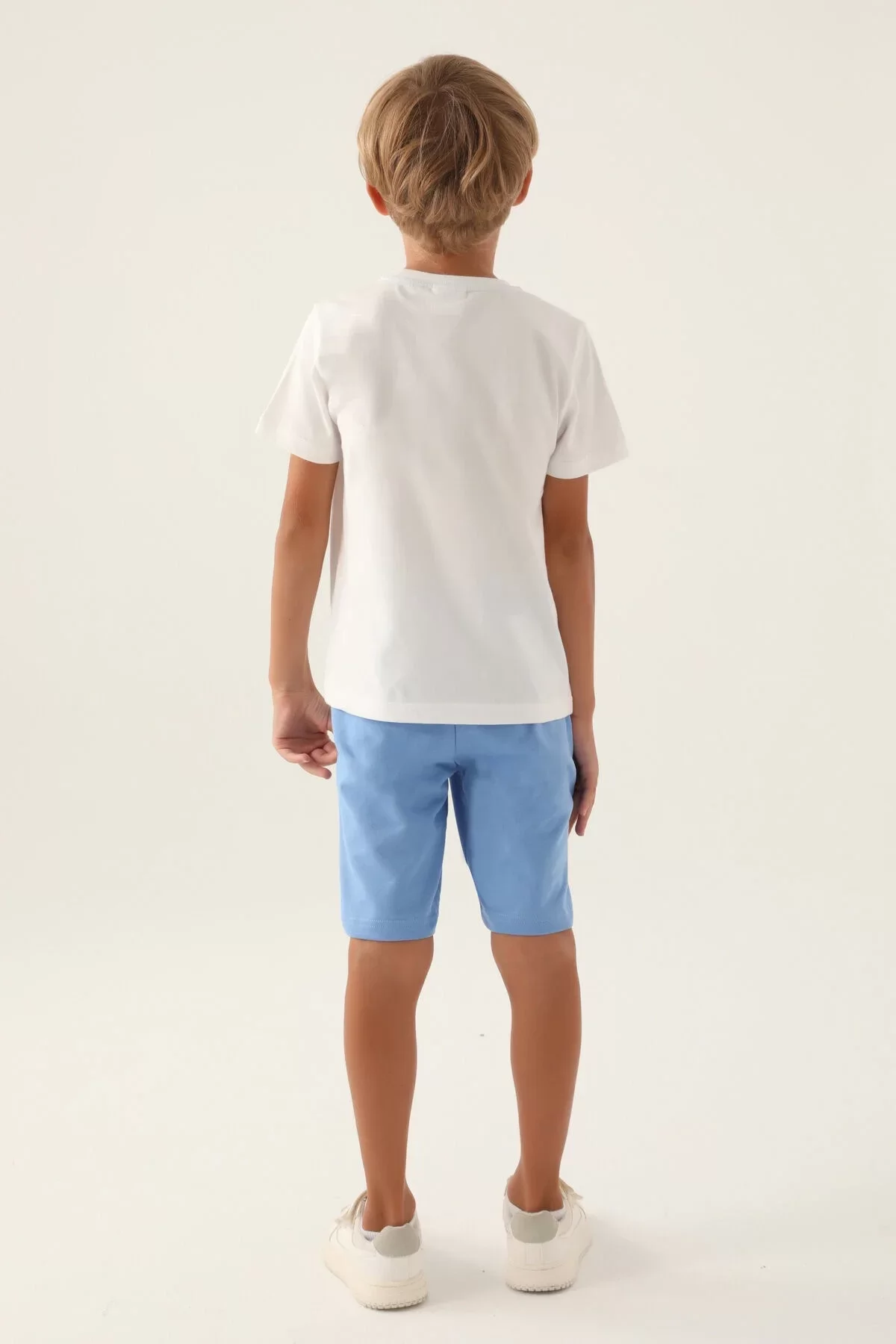 Erkek Çocuk Bermuda Takım Krem - Görsel 5