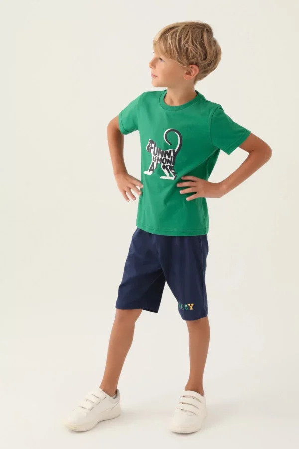Erkek Çocuk Bermuda Takım Çam Yeşil