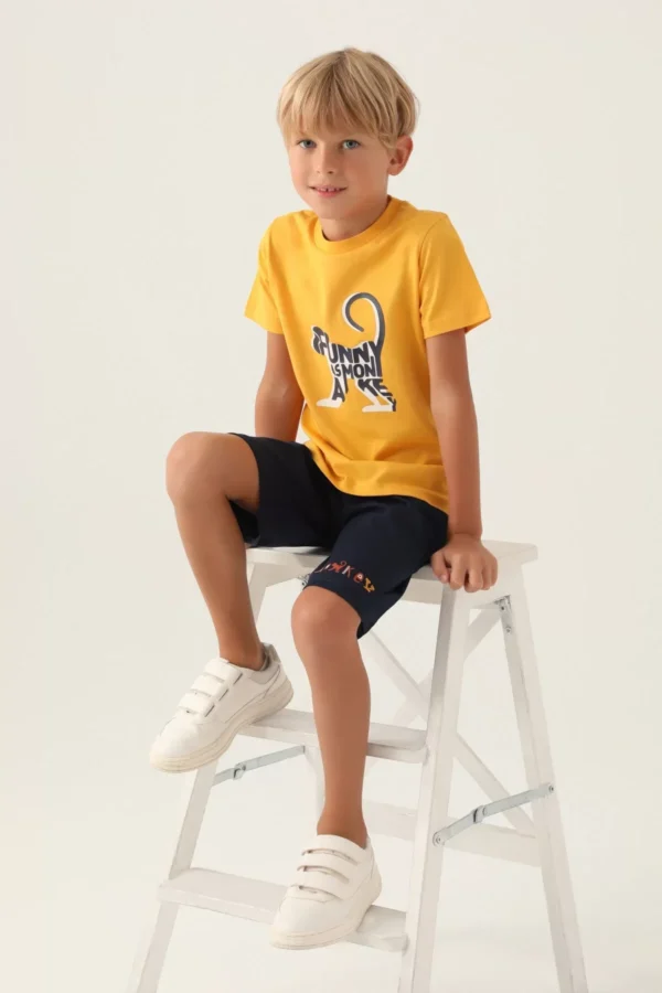 Erkek Çocuk Bermuda Takım Hardal