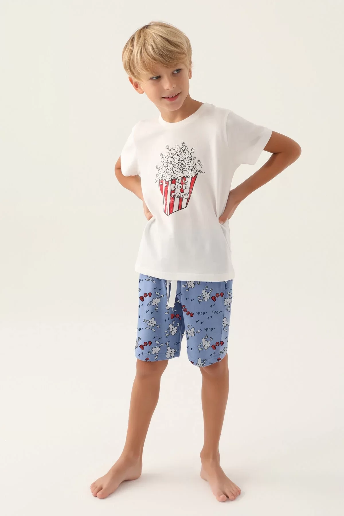 Erkek Çocuk Bermuda Takım Krem - Görsel 2