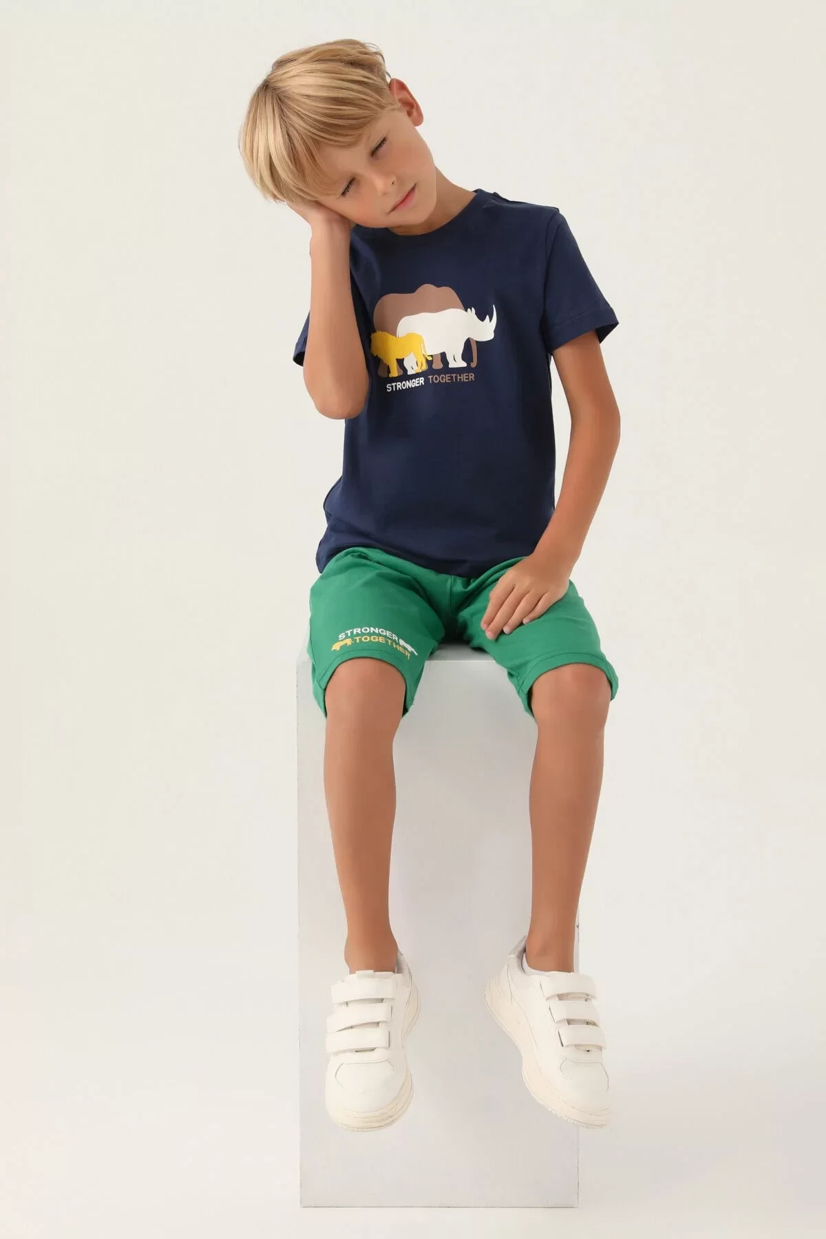 Erkek Çocuk Kapri Takım İndigo - Görsel 8