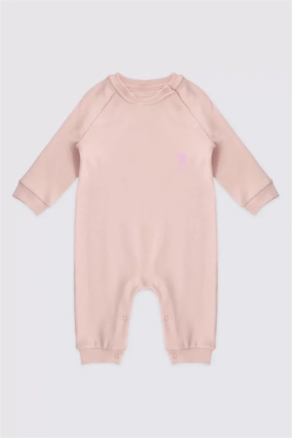 Kız Bebek Patiksiz Tulum  Toz Pembe