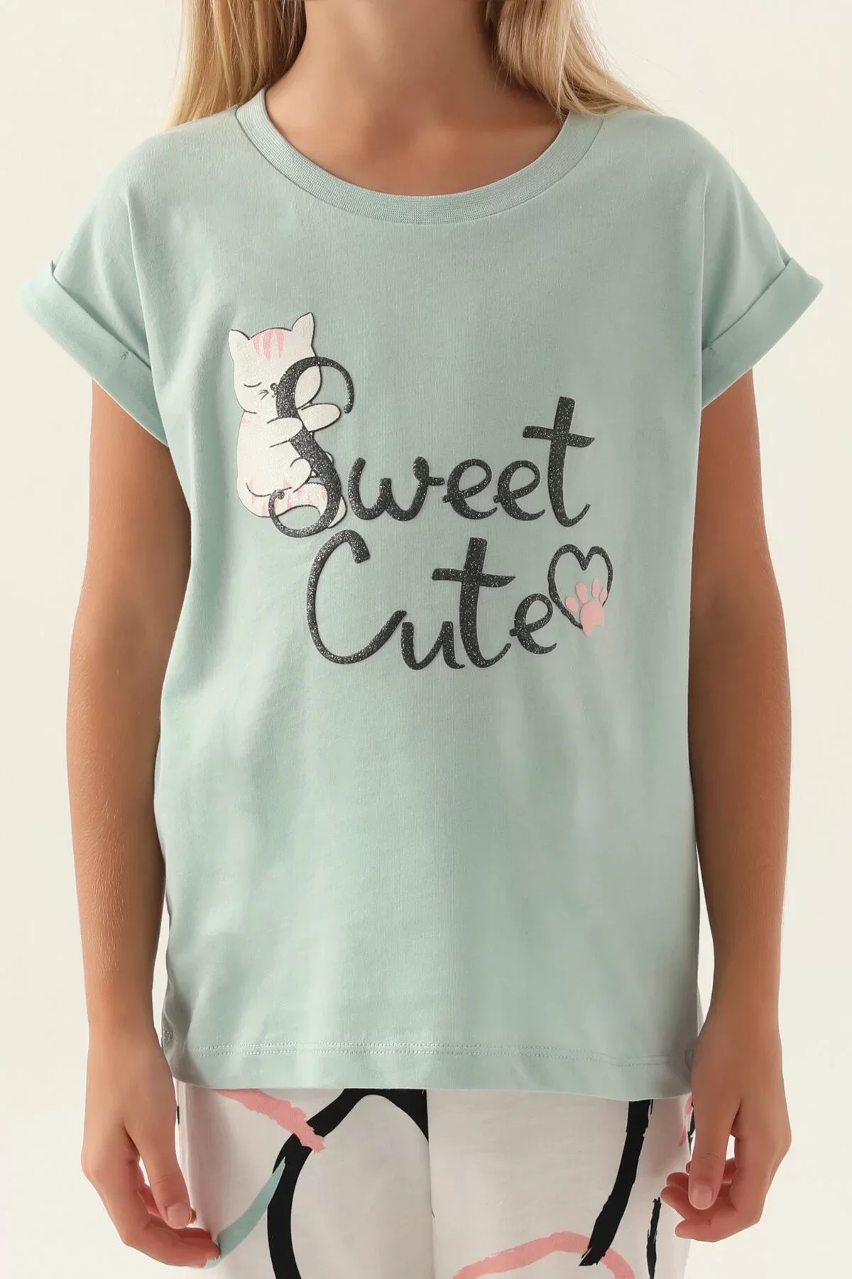 Kız Çocuk 2'li Takım Su Yeşili - Görsel 9