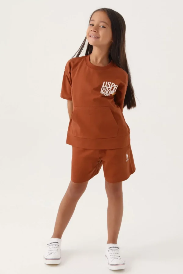Kız Çocuk Şort Takım  Açık Kahve