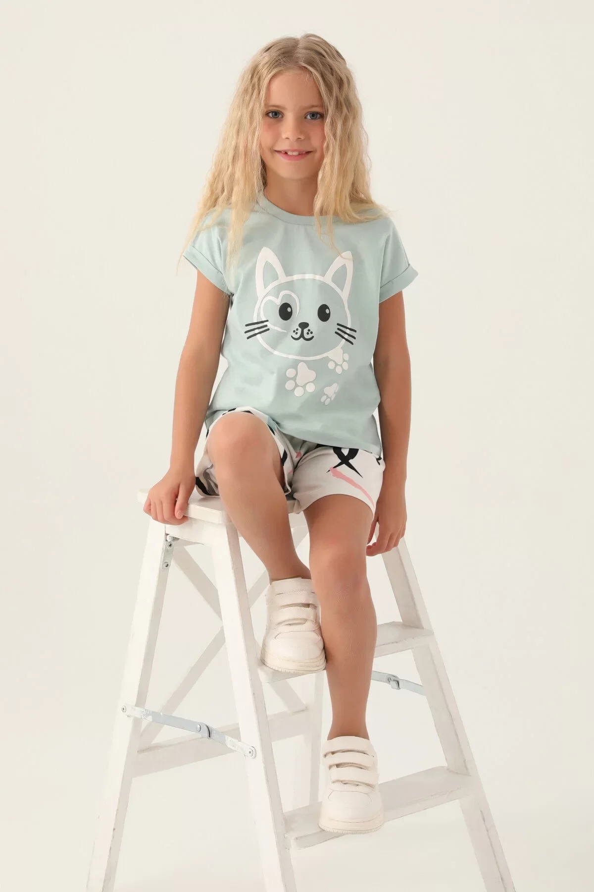 Kız Çocuk Şort Takım Su Yeşili - Görsel 2