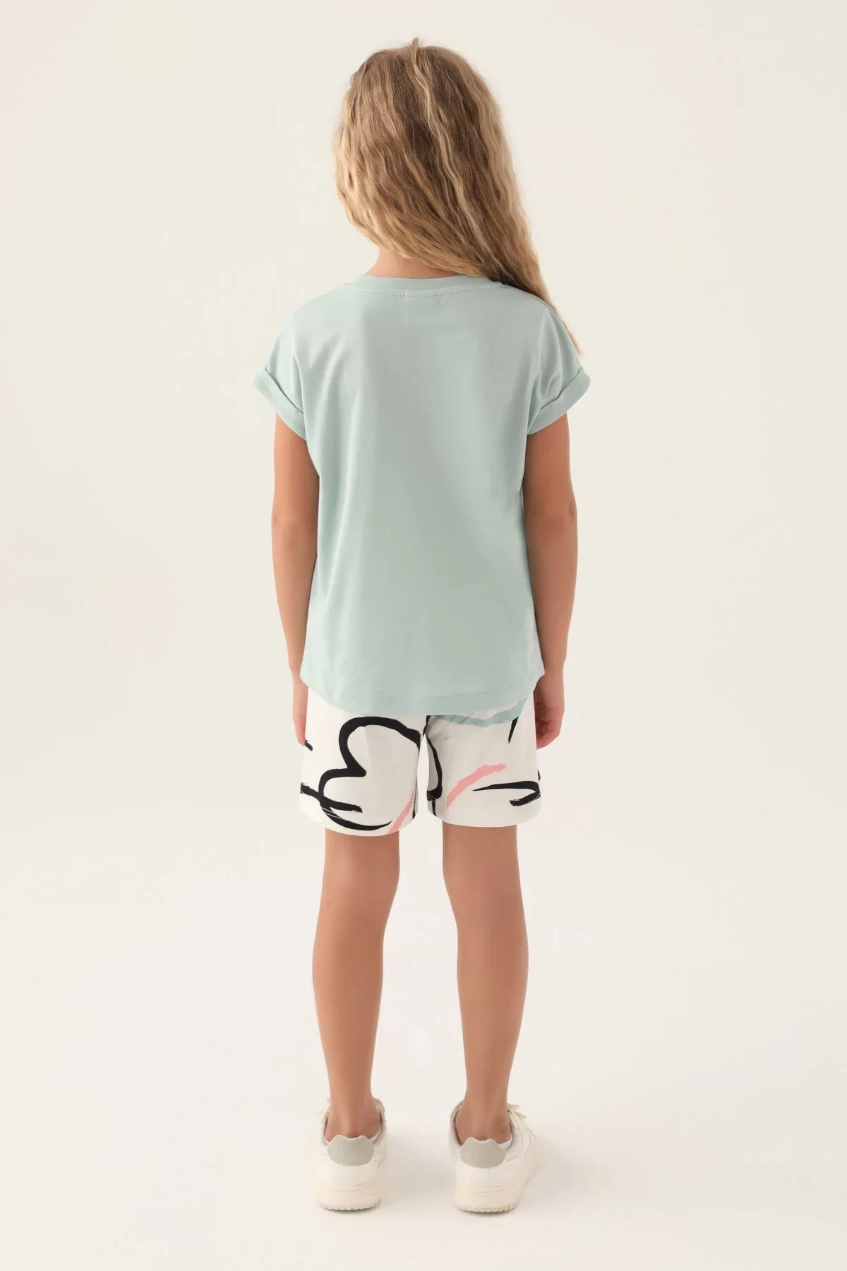 Kız Çocuk Şort Takım Su Yeşili - Görsel 5