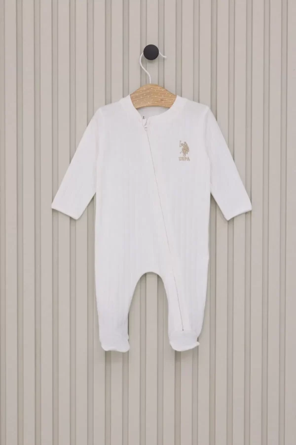 Erkek Bebek Patikli Tulum  Krem