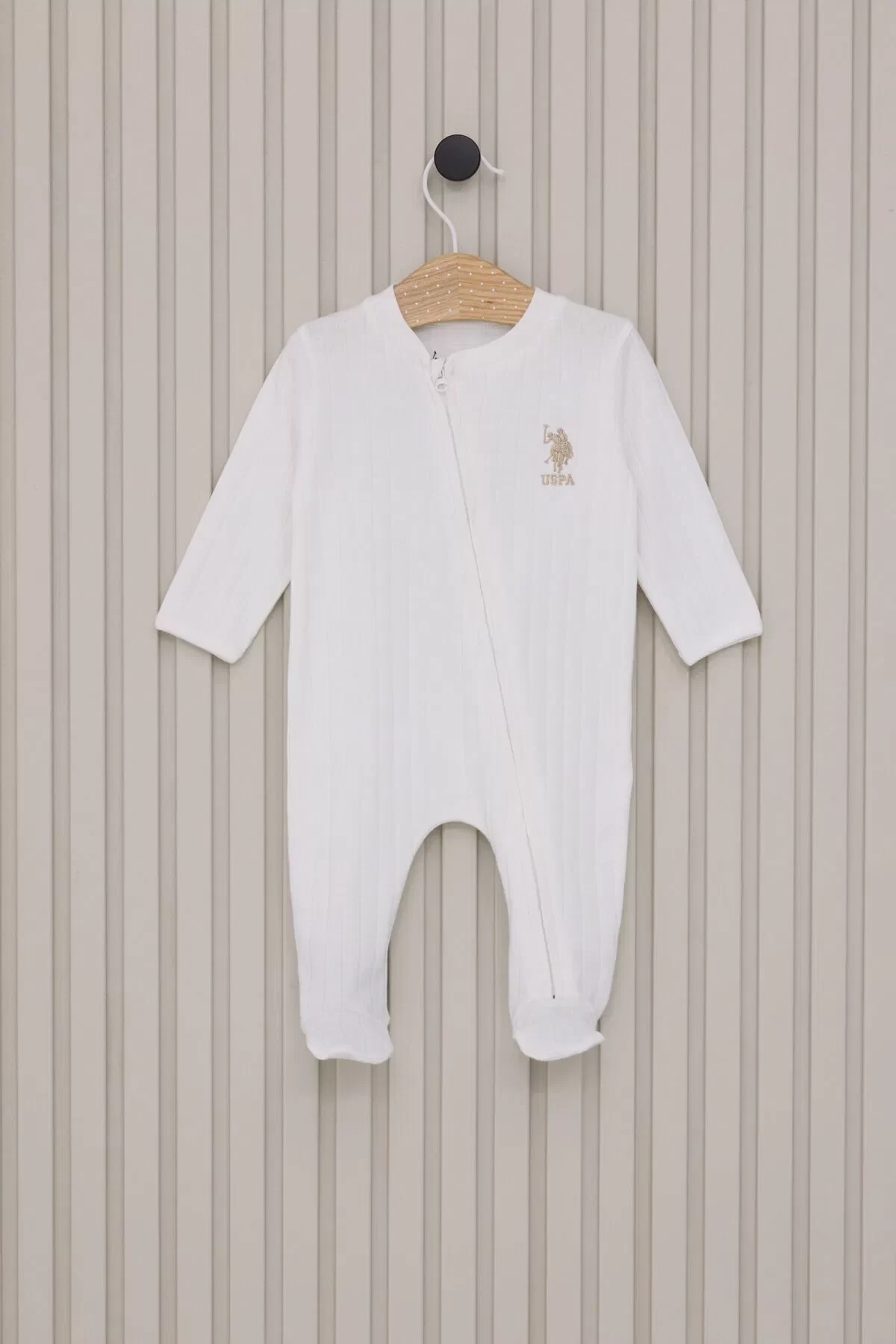 Erkek Bebek Patikli Tulum Krem